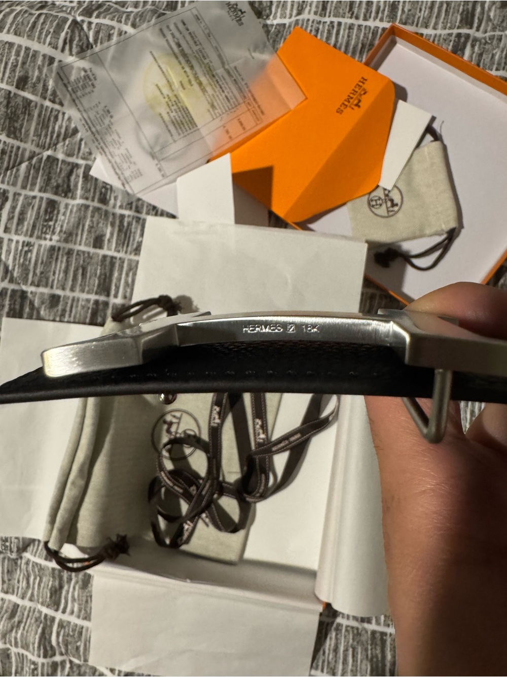 Hermes H Buckle Reversible Black Leather Belt 90cm Matte Palladium Like New - Picture 5 of 8